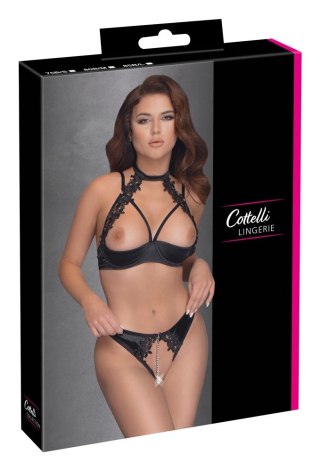 Cottelli LINGERIE komplet z haftem kwiatowym 75B/S czarny