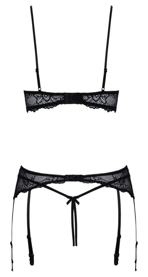 Cottelli Lingerie komplet koronkowy czarny 3-częściowy 85B/L
