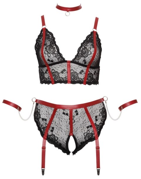 Cottelli Bondage Plus Zestaw Koronkowy 2-częściowy XL, czarno-czerwony