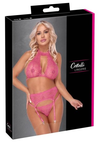 Cottelli Lingerie Komplet bielizny koronkowej rożowy L/XL z pasem