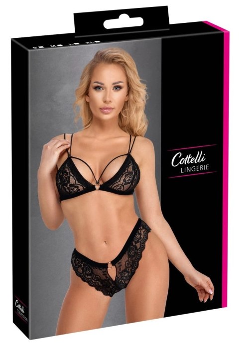 Cottelli Lingerie komplet koronkowy biustonosz i figi XL czarny