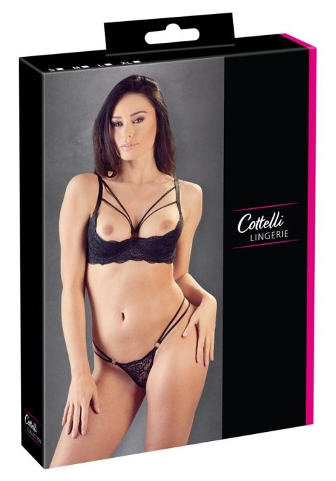 Cottelli Lingerie komplet koronkowy czarny 85B/L z otwartym biustonoszem