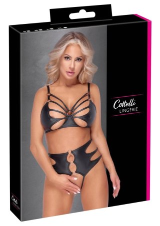 Cottelli Lingerie komplet matowy biustonosz i wysokie majtki M czarny