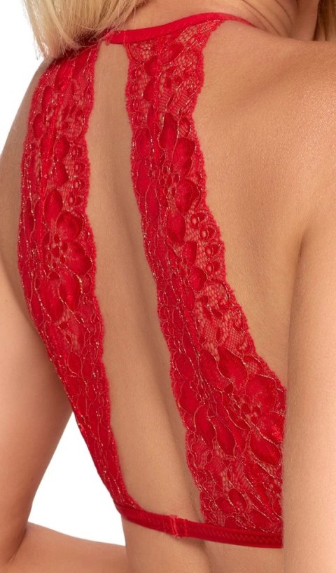 Kissable Komplet Koronkowy Czerwony L/XL z Satynowymi Detalami