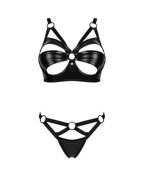 Obsessive Armares Czarny Komplet Wet Look XL/2XL Biustonosz Stringi