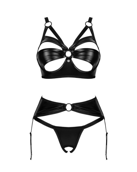 Obsessive Armares Komplet Wet Look XL/2XL - Biustonosz, Stringi, Pas