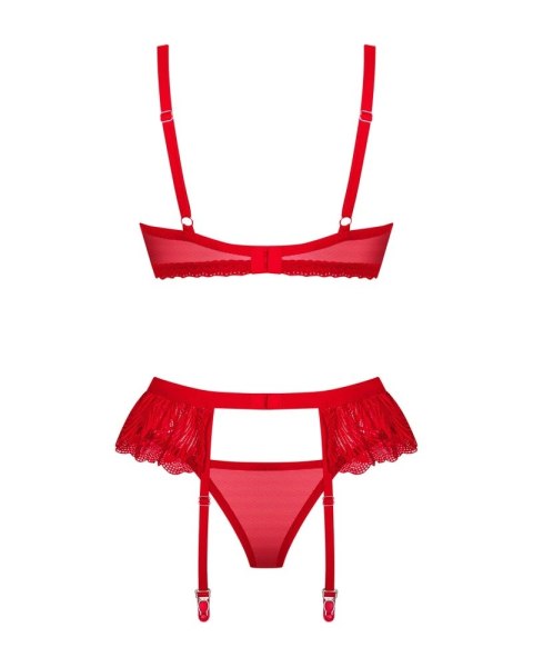 Obsessive Chilisa komplet koronkowy czerwony M/L trzyczęściowy