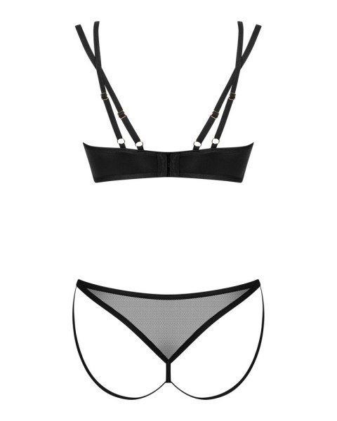 Obsessive Nesari komplet siateczkowy czarny XS/S - biustonosz i stringi