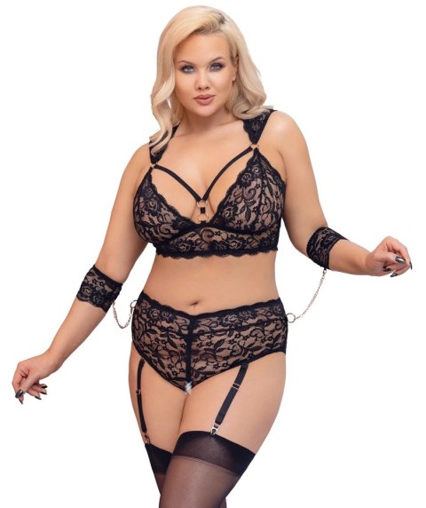 Cottelli Bondage Plus Koronkowy Zestaw Bielizny Czarny 4XL