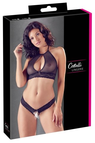 Cottelli Lingerie komplet koronkowy biustonosz i otwarte stringi L/XL