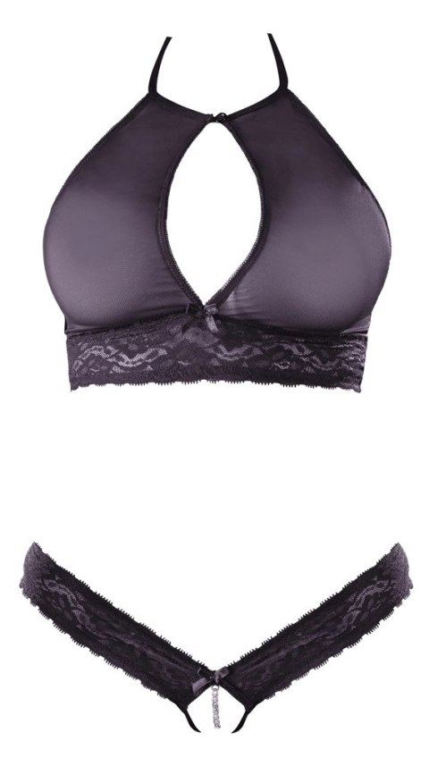 Cottelli Lingerie komplet koronkowy biustonosz i otwarte stringi L/XL