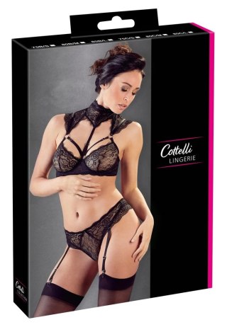 Cottelli Lingerie 80C/M - Koronkowy komplet z kołnierzem i paskami