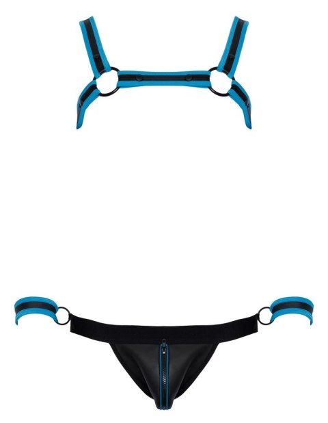 Svenjoyment Bondage Uprząż Męska + Slipy XL Czarny/Błękitny Zestaw