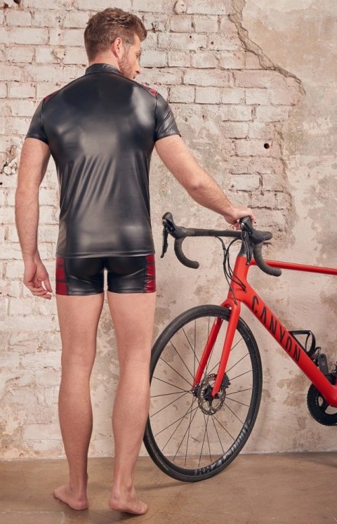 NEK Koszulka Matowa Czarna z Czerwonymi Wstawkami XL, kołnierz, zamek