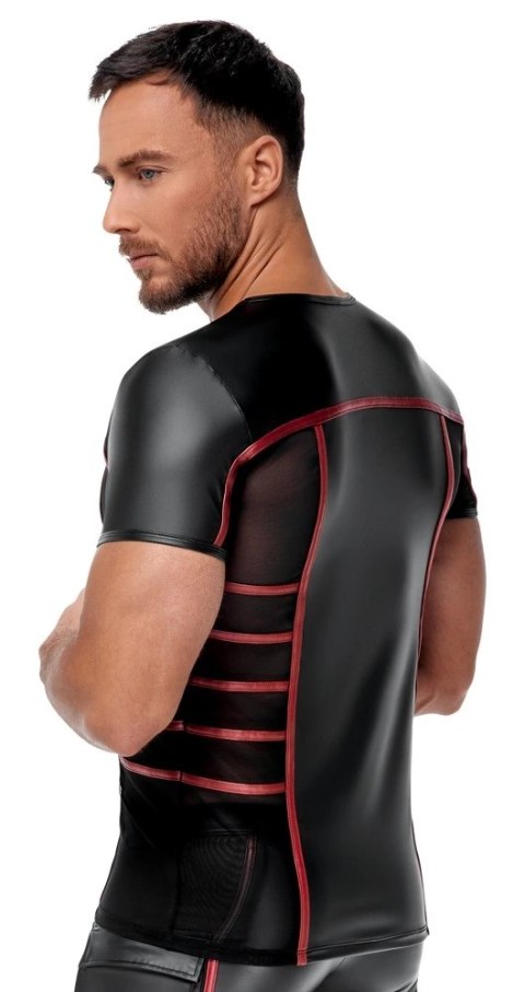 NEK Koszulka Męska Matowa Czarno-Czerwona 2XL z Siatkowymi Wstawkami