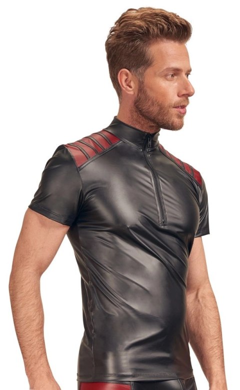 NEK Koszulka matowa czarna z czerwonymi detalami S, stojka, suwak