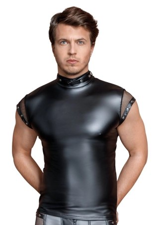 NEK Koszulka męska czarna matowa z siateczką i nitami 2XL