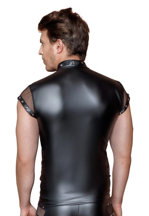 NEK Koszulka męska czarna matowa z siateczką i nitami 2XL