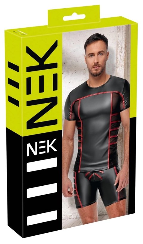 NEK Koszulka męska czarno-czerwona XL matowa z siateczką