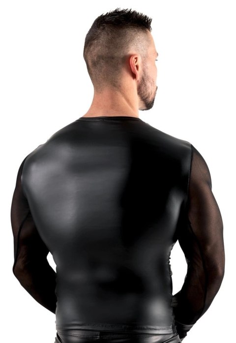 Svenjoyment Bondage Koszulka Siateczkowa z Matowymi Akcentami i Mankietami M