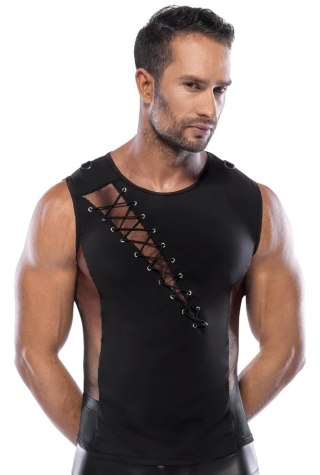 Svenjoyment Top męski czarny XL z siateczką i sznurowaniem