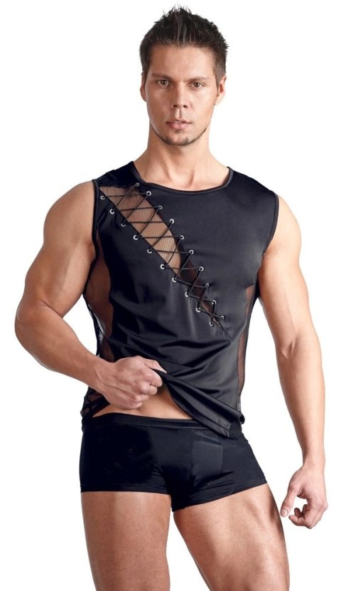 Svenjoyment Top męski czarny sznurowany siateczka 2XL