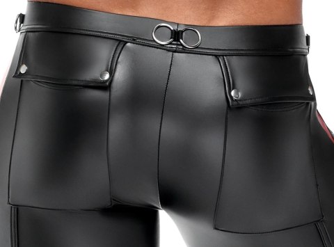 NEK Męskie Spodnie Matowe Czarne z Czerwonymi Wstawkami L