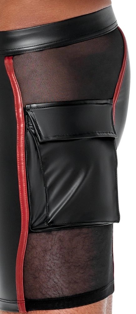 NEK Szorty Męskie Czarne Matowe z Czerwonymi Wstawkami L