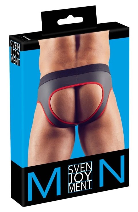 Svenjoyment Jockstrap XL czarno-czerwony z zamkiem i otwartym tyłem