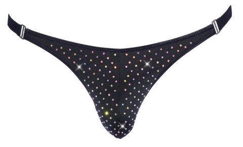 Svenjoyment Stringi Męskie Czarne z Opalizującymi Kamieniami M