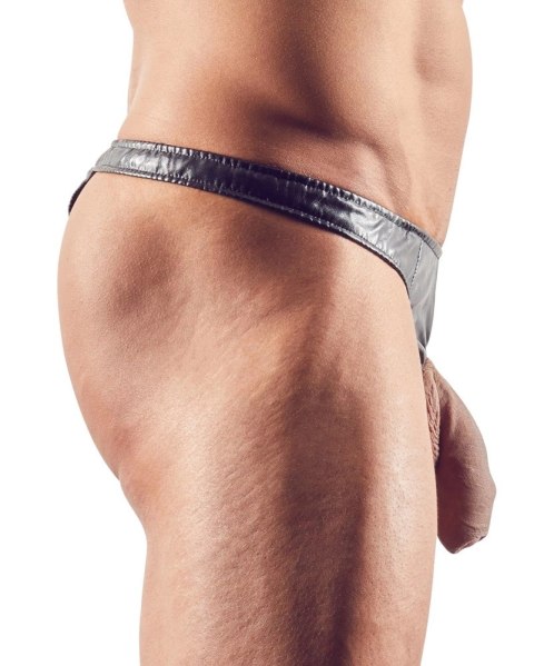 Svenjoyment Stringi męskie XL czarne połysk otwor przod