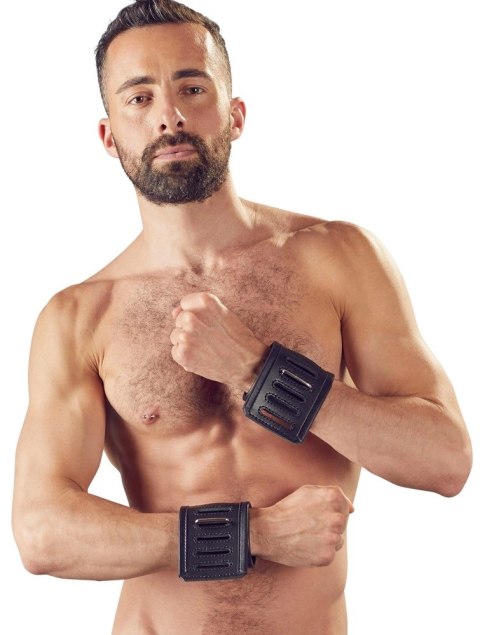 ZADO Kajdanki Skorzane Regulowane Czarne 30x8 cm Szerokie