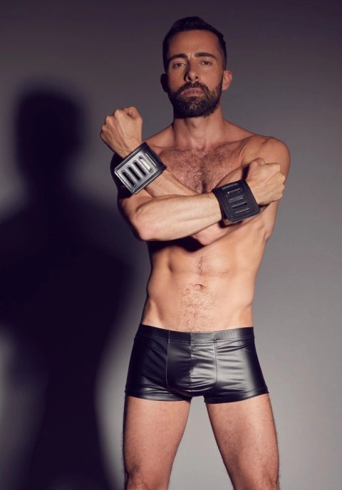 ZADO Kajdanki Skorzane Regulowane Czarne 30x8 cm Szerokie