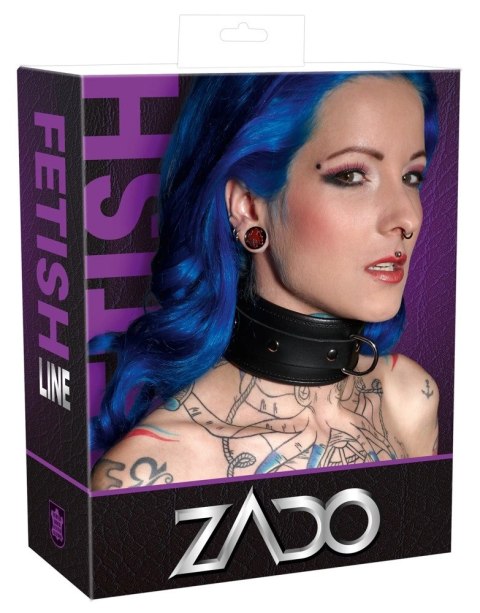 ZADO Obroża Skorzana L/XL Czarna z Pierścieniem i Regulacją