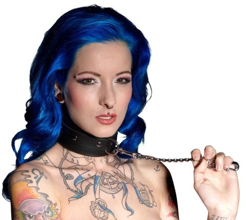 ZADO Obroża Skorzana L/XL Czarna z Pierścieniem i Regulacją