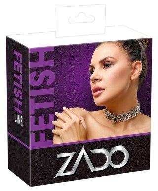 ZADO Skorzana obroża z metalowymi łańcuszkami, regulowana, czarna