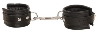 ZADO Skorzane Kajdanki Krotkie z Karabińczykiem Czarne Regulowane