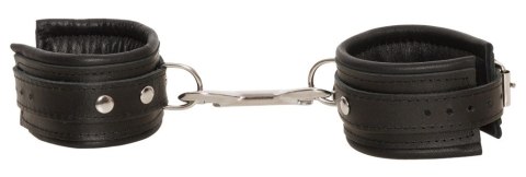 ZADO Skorzane Kajdanki Krotkie z Karabińczykiem Czarne Regulowane