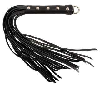 ZADO Skorzany Flogger Mini z Nitowaną Rączką Czarny 52cm
