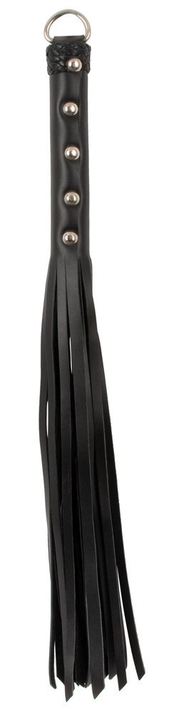 ZADO Skorzany Flogger Mini z Nitowaną Rączką Czarny 52cm