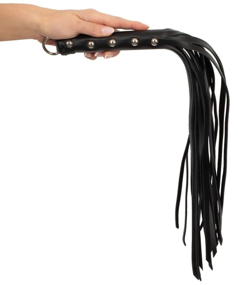 ZADO Skorzany Flogger Mini z Nitowaną Rączką Czarny 52cm