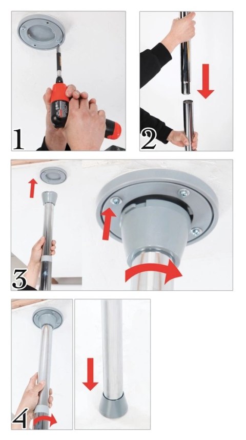Fetish Fantasy Series Bar taneczny domowy srebrny regulowany 222,5-283,5cm