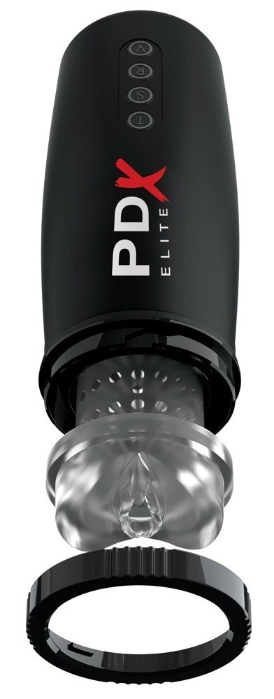 PDX Elite 603912755213 Czarna maszyna intymna z 5 trybami wibracji i 3 trybami ssania
