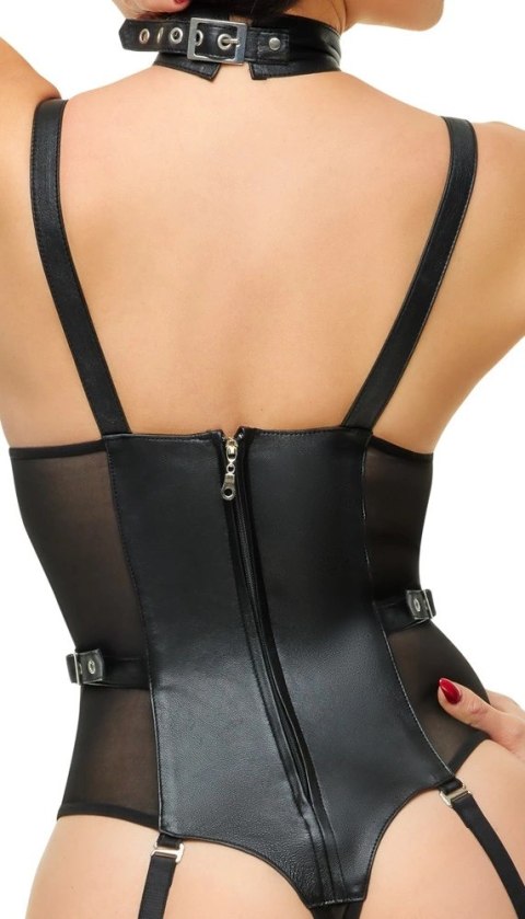 ZADO Body Skorzane Czarny 4 Paski Do Pończoch 2XL Powernet