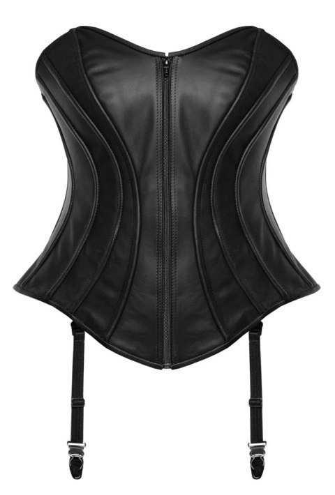 ZADO Gorset skorzany czarny z paskami do pończoch 2XL model Nappa