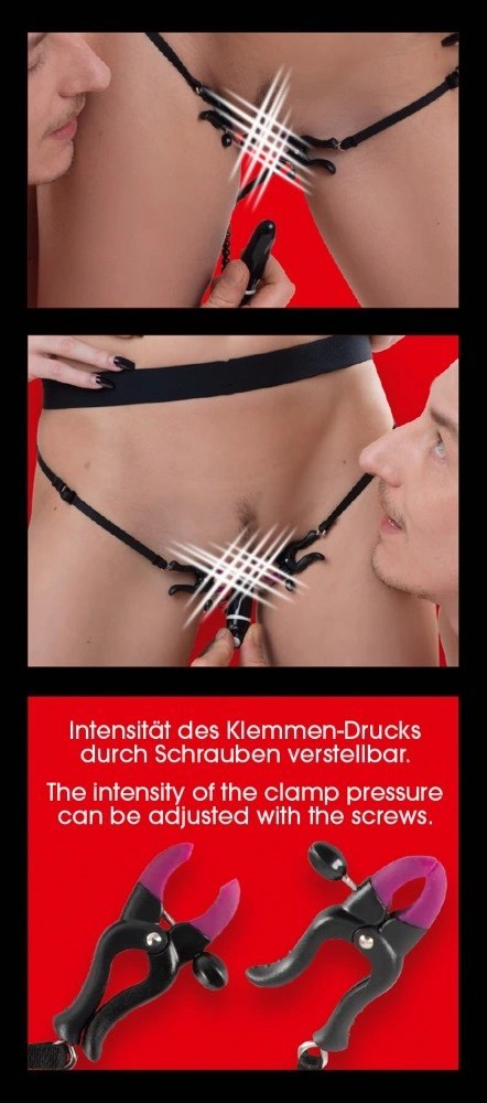 Bad Kitty Model 603510 - Stringi z wibracjami i regulacją, czarne