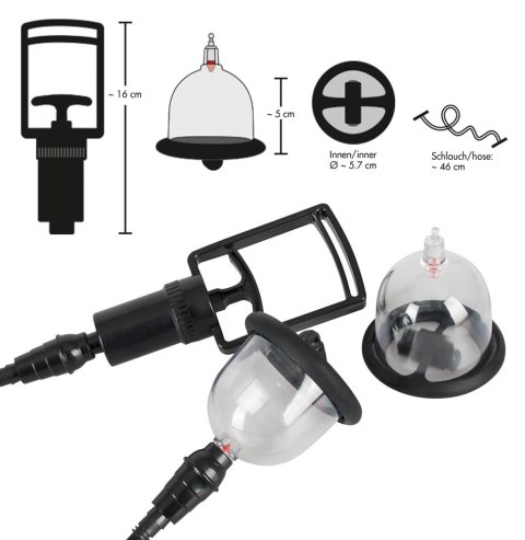 Bad Kitty Wibrujący system prożniowy na piersi z pompką, 2 szt.