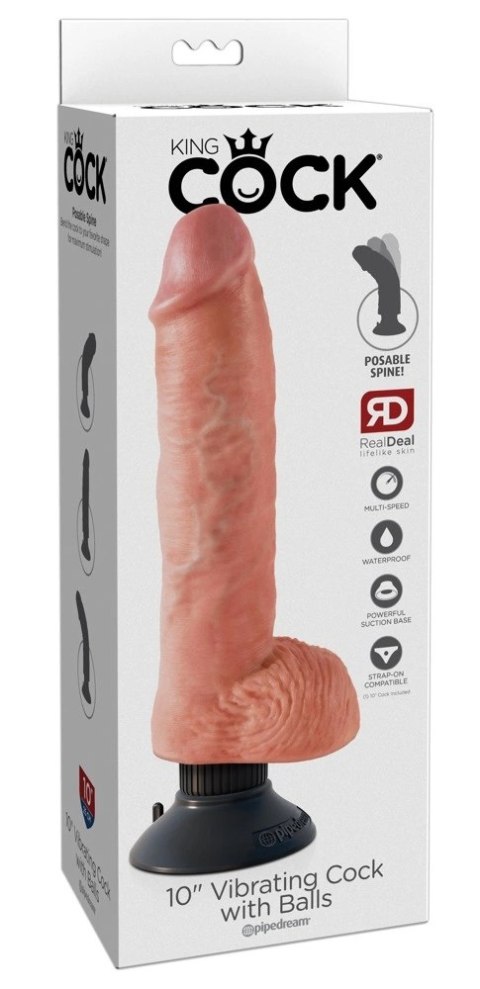 King Cock Wibrator 25 cm z Przyssawką Jasny PVC Elastyczny Model