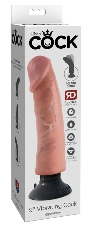 Pipedream King Cock 23 cm Jasny - Wibrator elastyczny z przyssawką