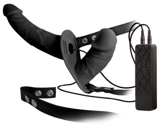 You2Toys Double Strap-On z funkcją wibracji, regulowana uprząż, czarny